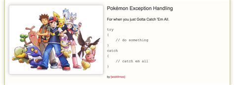 Woopsire 86.713 views1 months ago. For the programmers among us - Pokémon Exception Handling ...