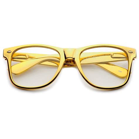 Retro Metallic Shiny Gold Clear Lens Nerd Wayfarer Glassessunglasses