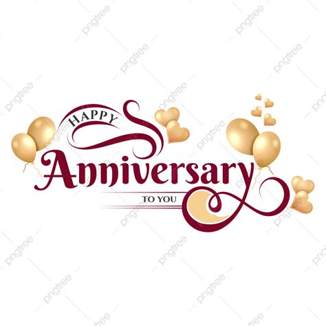 Maroon And Gold Happy Anniversary Text Lettering Greetings Happy