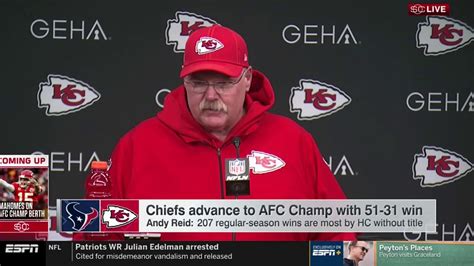 Chiefs Andy Reid Live Postgame At The Podium After Stunning 51 Point Performace Youtube