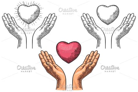 Heart In Open Female Human Palms Custom Designed