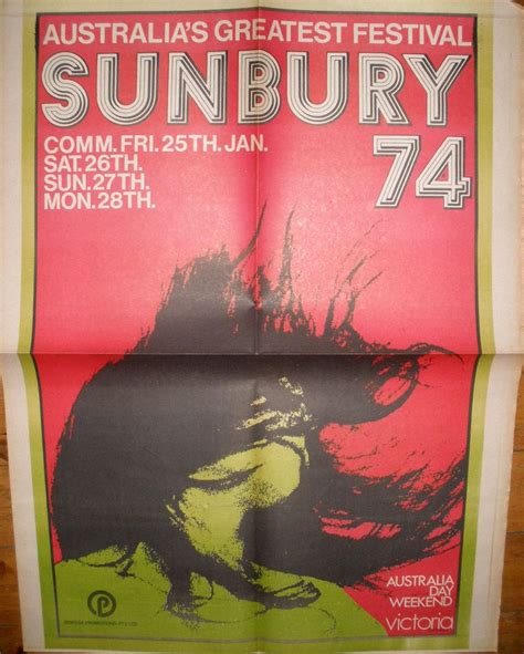 Sunbury Festival Australia 1974 01 27 Concert Posters Festival