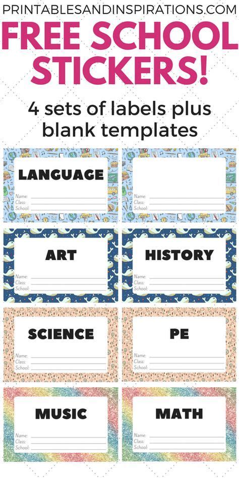 Free Cute Label Stickers For School With Blank Templates Notebook
