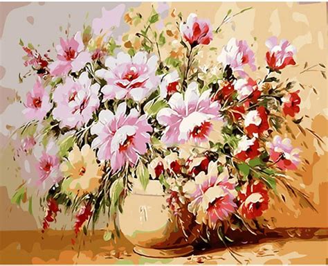 Diy Paint By Numbers Kit For Adults Flower Oil Paint By