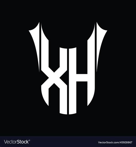 Xh Logo Monogram Shield Sharp Half Round Shape Vector Image