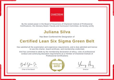 Certified Lean Six Sigma Green Belt Certification Program Chartered