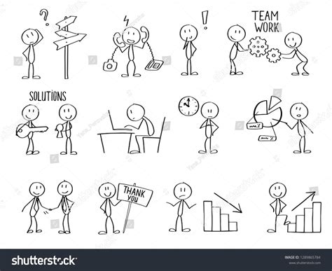 Set Of Stick Men Figures For Business Purposes Or Presentations