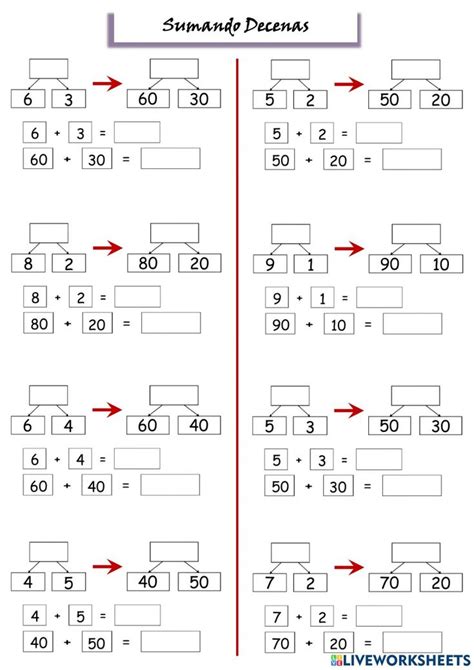 Suma Decenas Interactive Worksheet