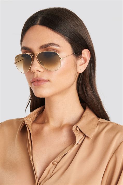 ray ban aviator large metal gold in gold brown modesens ray ban sunglasses women ray ban