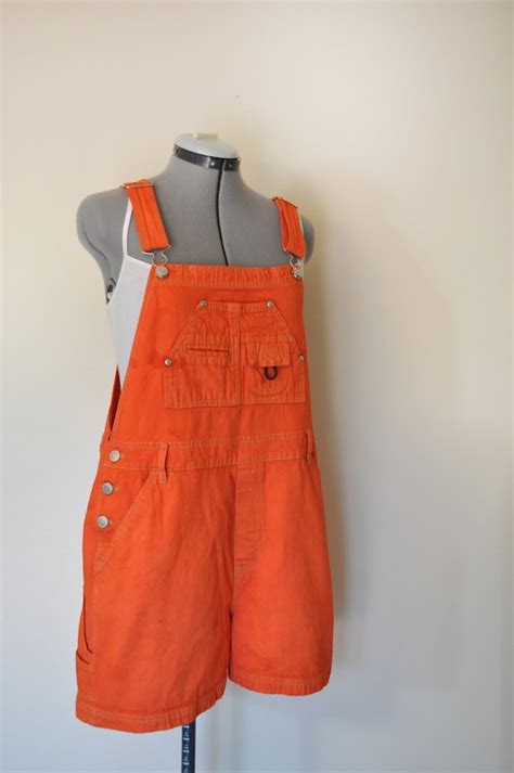 Orange Large Bib Overall Shorts Hand Dyed By Davidsonstudio