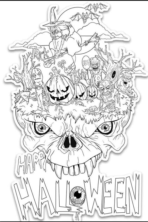 Scary Halloween Pumpkin Coloring Pages Team Colors