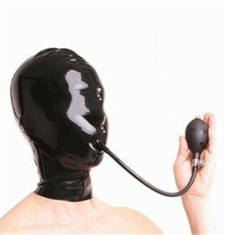 Latex Hood Inflatable Gag Rubber Mask Experience Suffocation Fetish Bdsm Cosplay Ebay