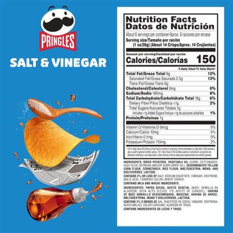 Pringles® Salt And Vinegar Potato Crisps Chips 1 Ct 55 Oz Smiths Food And Drug