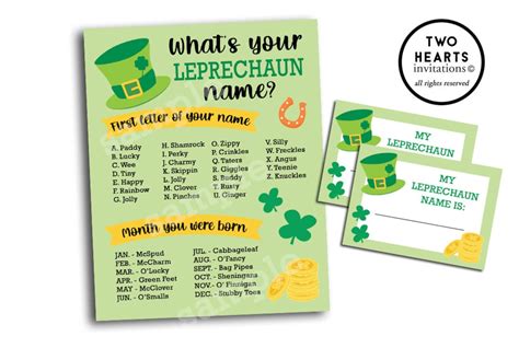 Whats Your Leprechaun Name Printable Instant Download St Patricks Day