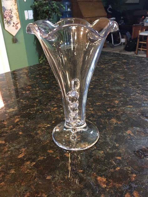 Vintage Imperial Clear Candlewick Beaded Vase With Scalloped Edges 8