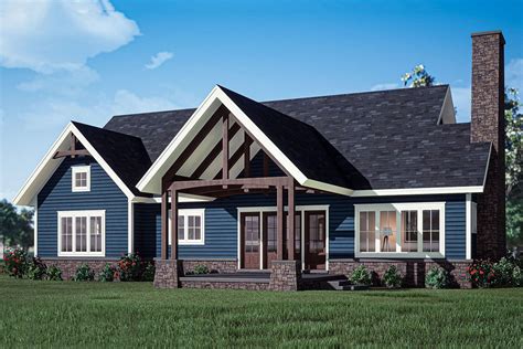 Split Bedroom Mountain Craftsman House Plan With Vaulted Rear Porch
