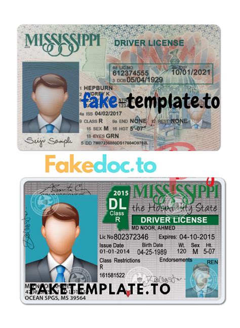 Mississippi Driver License Psd Template Multi Version