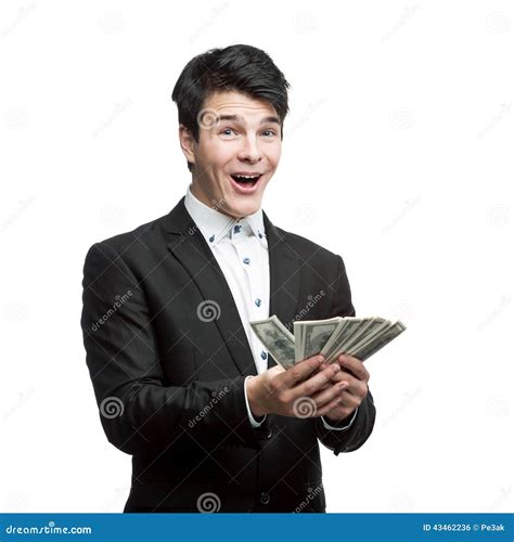 Young Happy Businessman Holding Money Stock Photo Image Of Looking