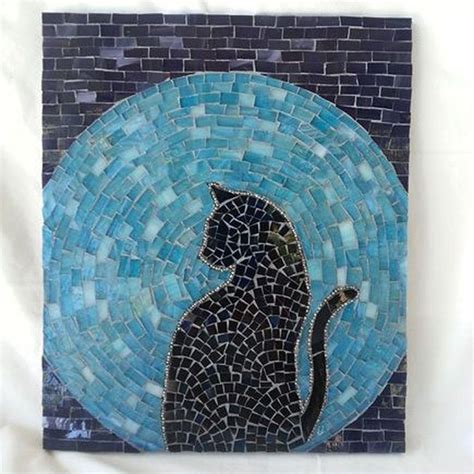 Cat Moon Rising Stained Glass Mosaic By Houseoftherisingcat Stained
