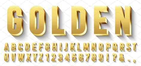 Golden 3d Font Metallic Gold Letter By Tartila On Creativemarket In