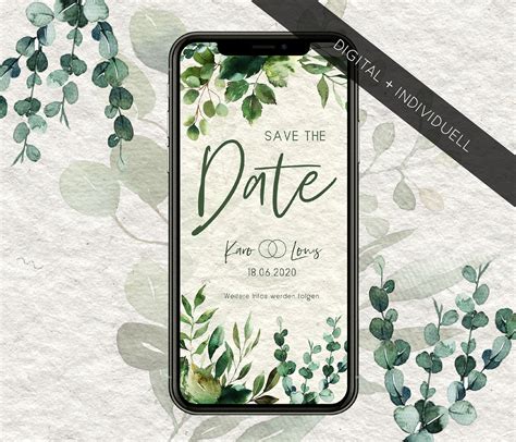 Digital Save The Date Card To Send Whatsapp Personalized Etsy