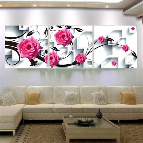 Large Canvas Wall Art Flower Canvas Painting 3d Rose Flower Wall Decor