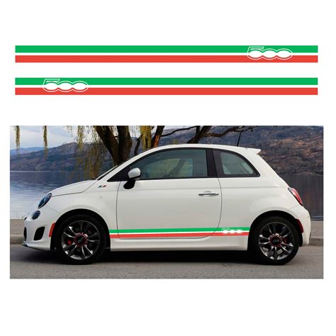 Italian Flag Side Stripes For Fiat 500 Vinyl Self Adhesive Graphic Car