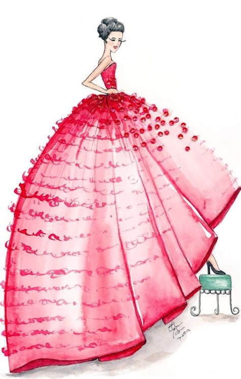 Red Gown Illustration Mode Fashion Illustration Sketches Fashion