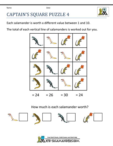 Salamander Math Worksheets