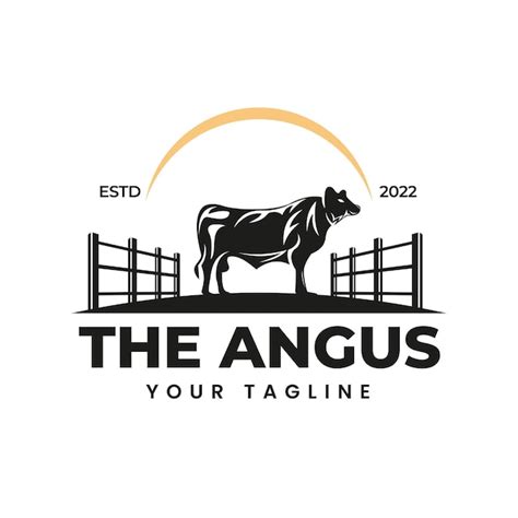 premium vector cattle farm logo black angus on the grass cattle ranch vintage logo design
