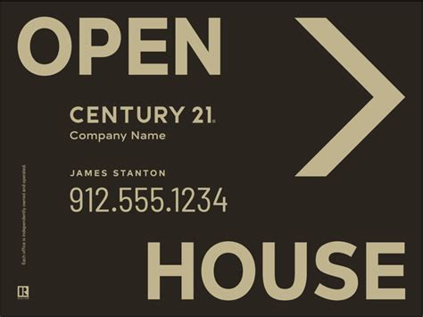 Century 21 Directional Open House Sign Panel Corrugated 4mm 18h X