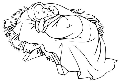 Baby Jesus In A Manger Coloring Page Colouringpages