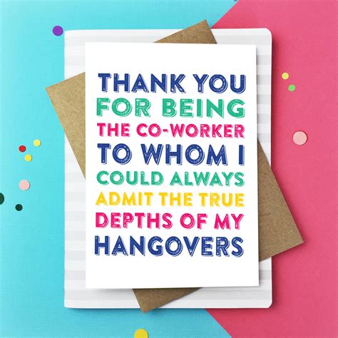 Funny Thank You Quotes For Work Colleagues Funny Birthday Card