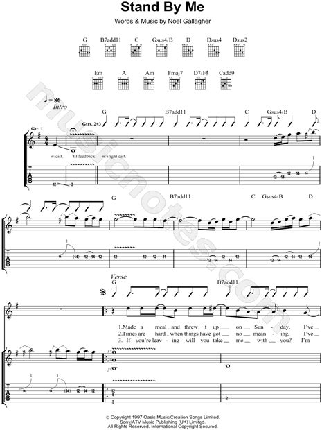 G stand by d me. Oasis "Stand by Me" Guitar Tab in G Major - Download ...