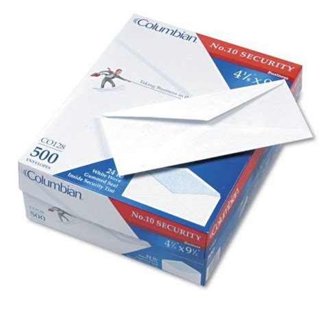 Columbian 10 Security Tinted Envelopes 4 1 8 X 9 1 2 White 500 Per Box Co128 Security