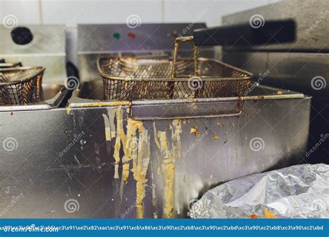 Deep Fryer With Oil On Restaurant Kitchen Stock Image Image Of Burn