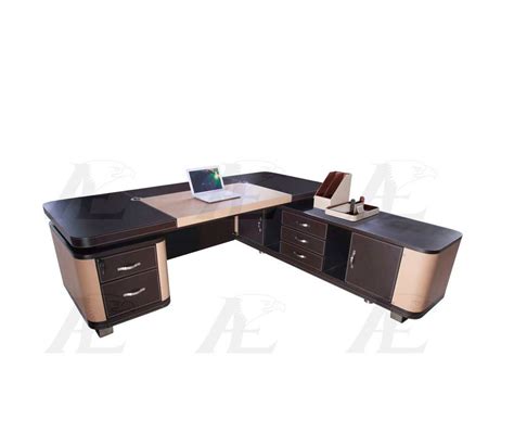 Beige And Brown Faux Leather Desk Ae 62 Desks