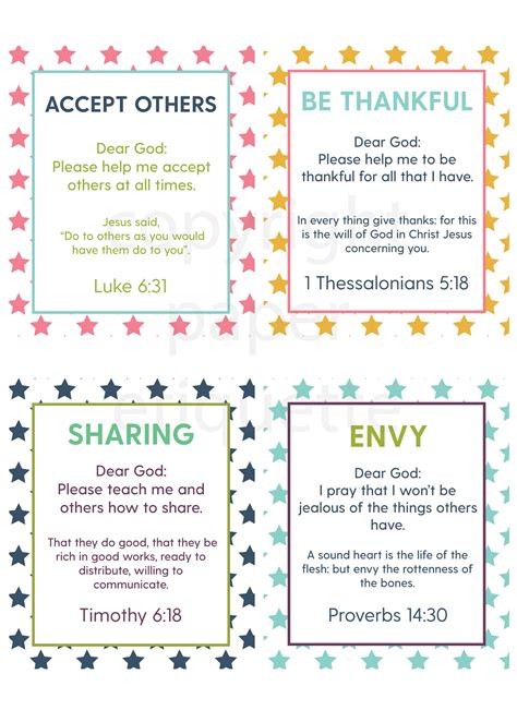 Childrens Prayer Cards 40 Christian Prayer Cards For Etsy
