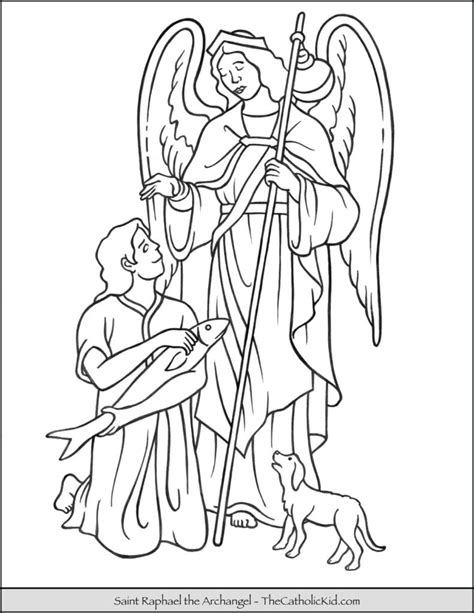 Saint Raphael Archangel Coloring Page TheCatholicKid Com
