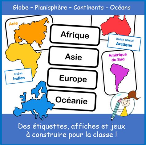 Continents Océans Globe Planisphère Cest élémentaire Cycle 2