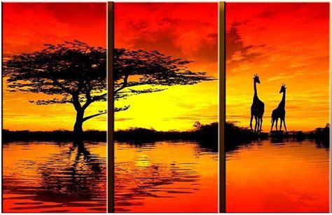 Landscape African Sunset Ii Painting Sunset Painting Africa Painting
