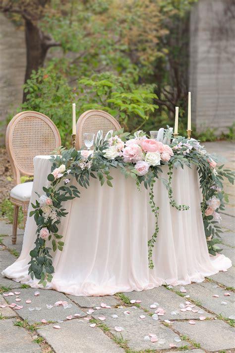 9ft Flower Garland For Sweethearthead Table Blush And Cream