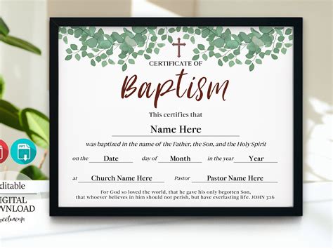 Template Baptism Certificate