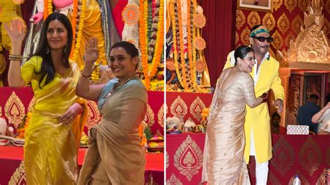 Pics Kajol Rani Mukerji And Katrina Kaif Take Part In Durga Puja Celebrations