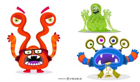 Bonitos Desenhos Animados Monstros Ilustrados Baixar Vector