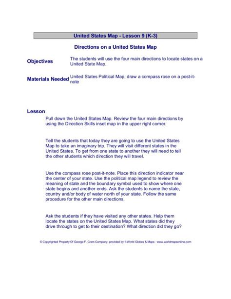 United States Map Lesson 9 Lesson Plan For 1st 2nd Grade Lesson