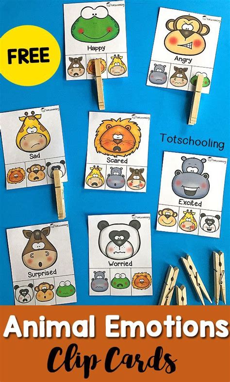 Playing emotion games with your little one will help them learn, through play, about how. Animal Emotions Clip Cards | Feelings preschool, Emotions ...