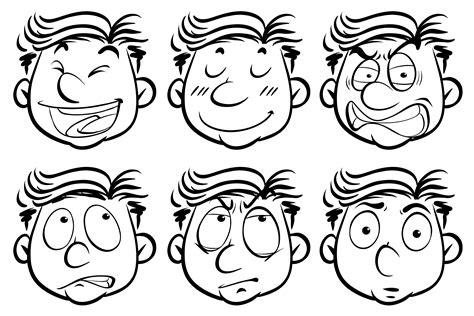 Man With Six Different Facial Expressions 369154 Vector Art At Vecteezy