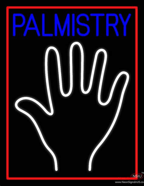 Blue Palmistry Red Border Real Neon Glass Tube Neon Sign