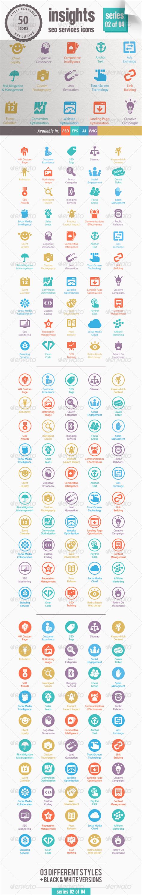 Insights Seo Services Icons Series 02 Of 04 By Kh2838 Graphicriver